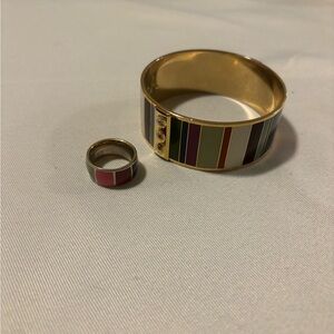 Coach Gold and Multicolor Striped Rings